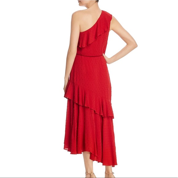 WAYF Red Ruffle “Erika” dress sz Large EUC - Picture 3 of 7
